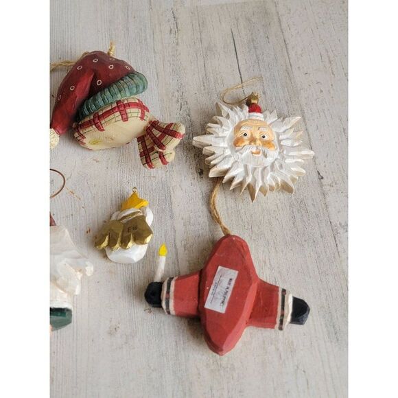 Rustic variety Angel Santa Claus snowman ornament Xmas unique set - Picture 10 of 11